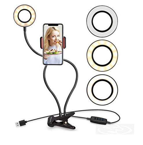 Kit Ring Light LED com Suporte de Celular Mesa Live Makeup