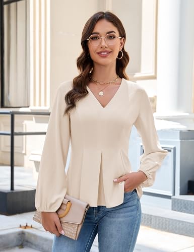 Blooming Jelly Womens Dressy Casual Peplum Tops Long Sleeve Work Blouses Trendy Dress Shirts Business Outfits 20252