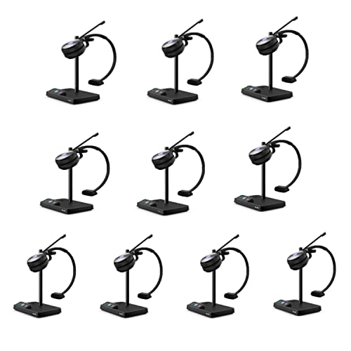 Yealink WH62 Wireless DECT Headset, Single Ear Office Headset for Desk Phone and Computer Softphone, Teams Certified, Noise Canceling Microphone,525 feet Wireless Range,13 Hours Talk Time (10 Pack)