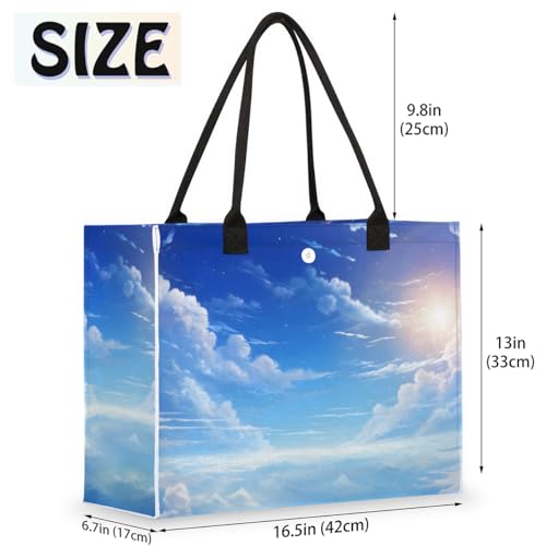 Blue Cloud Sun Tote Bag for Women Large Beach Bag Reusable Tote Bags for Work Travel Beach Shopping2