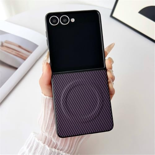 Coque Samsung Galaxy Z Flip 7 6 5 4 3 en fibre de carbone violette magnétique