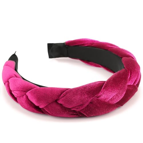 Image of DRESHOW Braided Headbands for Women Velvet Hair Hoop Elastic Criss Cross Hair Bands Accessories