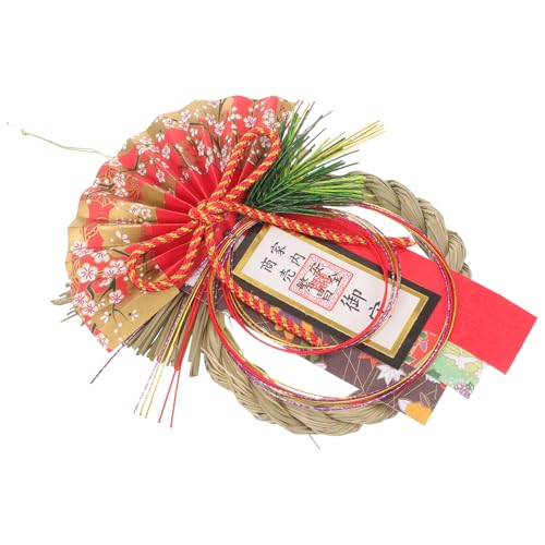TIDTALEO 和風新年しめ縄飾り 草編壁掛けリース 軽量耐久素材 店舗 家用玄関飾り 和モダン注連縄ペンダント