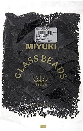 Miyuki TILA Half Cut 5x2.3mm 2 Hole Black Opaque HTL401 250Gms Bulk Bag of Japanese Glass Beads