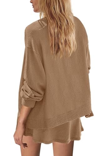 Image of Panadila Womens Sweater Skirt Set 2 Piece Outfits Sweater Skort Set Lounge Cardigan and Knit Skirt Matching Outfits