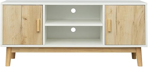 Miniatura 1 de Flytimer Gran centro de entretenimiento de almacenamiento aparador para el hogar 2 puertas rectangular moderno soporte de TV fácil montaje consola