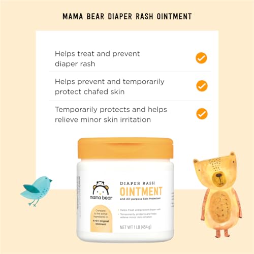 Image of Amazon Brand - Mama Bear Diaper Rash Ointment and Skin Protectant with Cod Liver Oil, 16 Oz, Pack of 1
