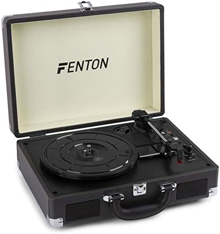 Fenton RP115C Record Player Bluetooth Turntable with Built-In Speakers USB Vinyl MP3 Converter 3-Speed LP Black