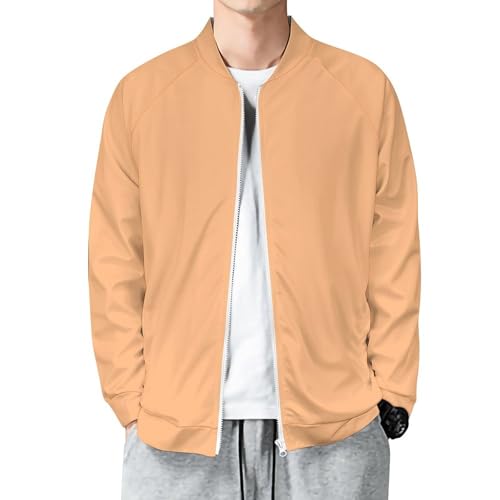 Buewutiry Giacca leggera da uomo - Bomber casual con cerniera,