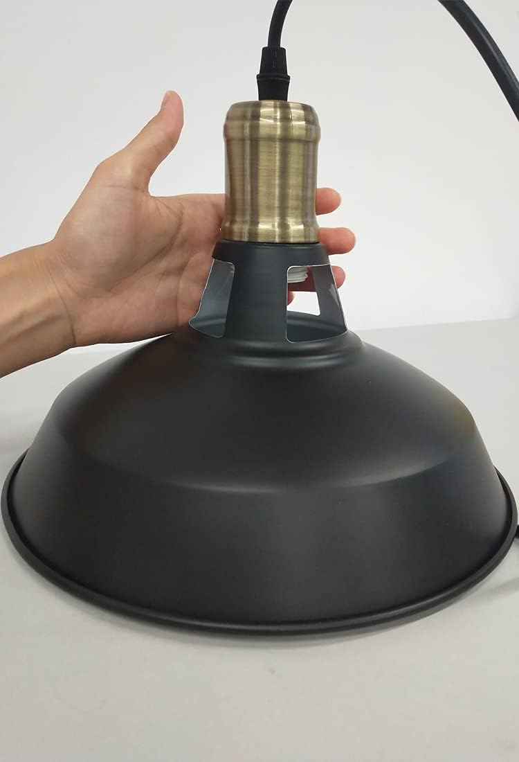 3-Light J-Type Track Light Pendants Black Lampshade Restaurant and Bronze E26 Socket Chandelier Decorative Pendant Light Industrial Stytle for Entertainment Center Customizable