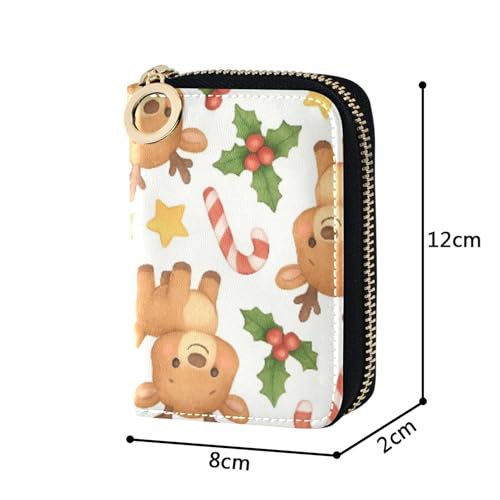 Cute Card Holder Wallets RFID Blocking Zip Around Women's Wallets Leather Zipper Wallet with Coin Pocket Cute Reindeer Christmas3