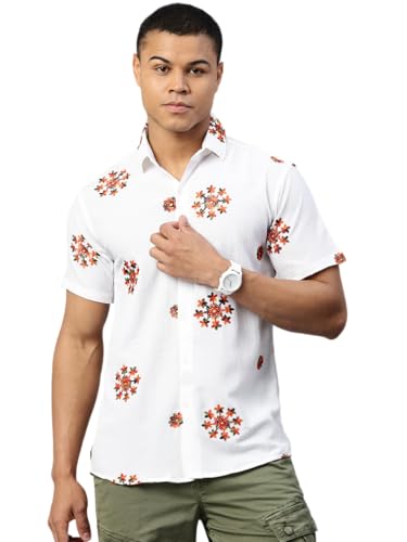 Image of Luxrio Casual Printed Textured Fabric Shirt for Men Regular Fit Cotton Blend