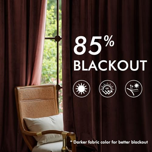 Image of MIULEE Dusty Rose Velvet Curtains 96 inches Long, Pinch Pleated Blackout Drapes with Hooks, Thermal Insulated Pinch Pleat Panels for Bedroom Living Room, 2 Panels