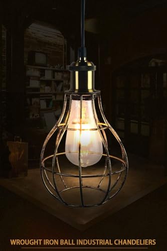 Plafonnier LED E27 en fer forgé rétro pour éclairage de chambre et bureau