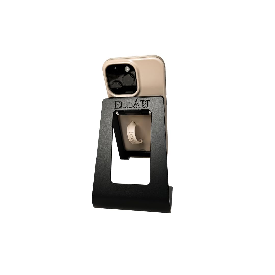 Soporte de teléfono negro para escritorio de oficina, ángulo ajustable, de metal, compatible con Loopycases, Popsockets, todos los soportes, Kindle, tabletas pequeñas, iPhone, Samsung, LG