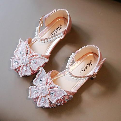 Girls Dress Shoes Princess Party Shoes Glitter Rhinestone Bowknot Low Heel Mary Jane Ballet Flats3