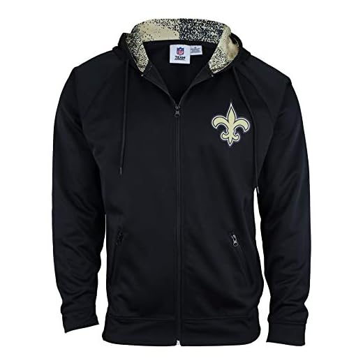 Zubaz NFL Men's Full Zip Fleece Hoodie Jacket, Black Soft Hooded Sweater, New Orleans Saints, X-Large
