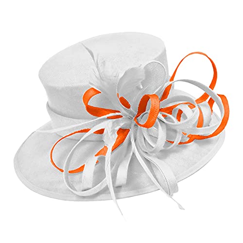 Chapeau de mariage blanc et orange brûlé idéal pour une cérémonie en plein air