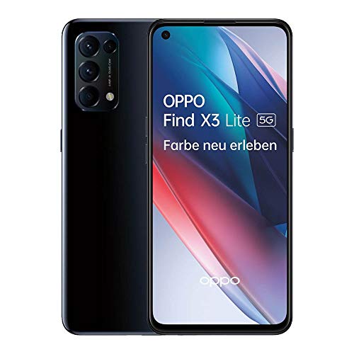 OPPO Find X3 Lite 5G Smartphone, 6,4 Zoll 90 Hz AMOLED Display, 64 MP Vierfachkamera, 4.300 mAh mit 65W SuperVOOC 2.0 Schnellladen, 8 GB RAM, inkl. Gutschein [Exklusiv bei Amazon], Starry Black