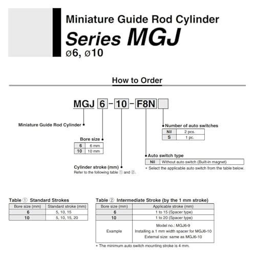 Vérin pneumatique MGJ10-15 pour espace restreint et haute précision