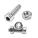 Rrina 4Pcs 304 Stainless Steel Cylindrical Hollow Hexagon Socket Screw Lamp Threading Through Hole Bolt with Nut (M10x30)