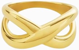 elinor jewels X Design 18K Gold-Plated Crossover Ring for Women Waterproof & Anti-Tarnish Fashion Ring Stylish Gold Finger Ring for Daily & Party Wear-picture-50