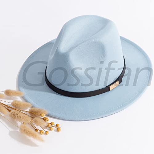 Image of Fedora Hats for Men Wide Brim Panama Hat with Classic Belt