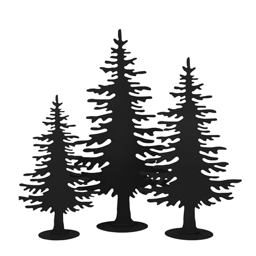 UNUS Aufsteller Tannenbaum Metall schwarz dekorative Winterdeko 3er Set in...