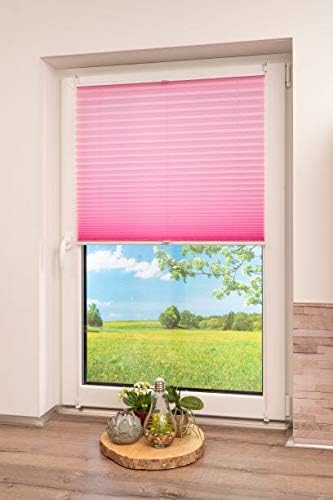 Klemmfix Pleated Blind Palma Pink 50 x 210 cm (W x L) Light Protection Modern Crushed Look