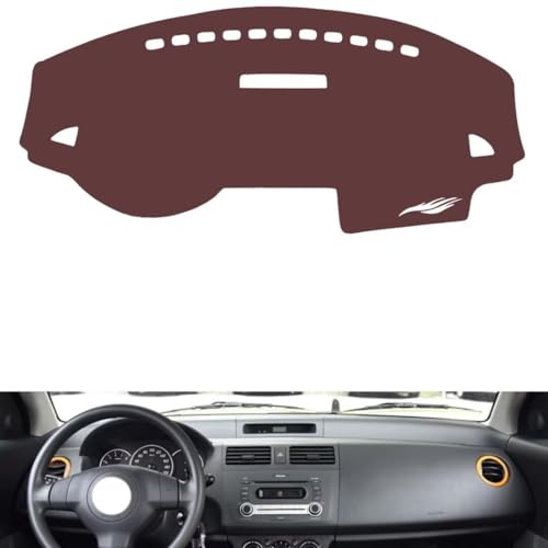 Anti-Slip Sun-Proof Dashboard Cover Compatible with Suzuki Swift 2005-2016, Premium Leather (Brown)