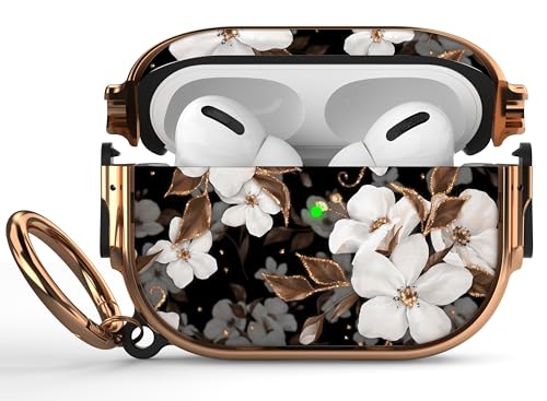 Image of Maxjoy for AirPods Pro 2nd /1st Generation Case with Lock, Cute AirPods Pro 2 Case Lock Protective Hard AirPod Pro Cover for Women Men with Keychain for Airpod Pro (2023 /2022 /2019), Flower