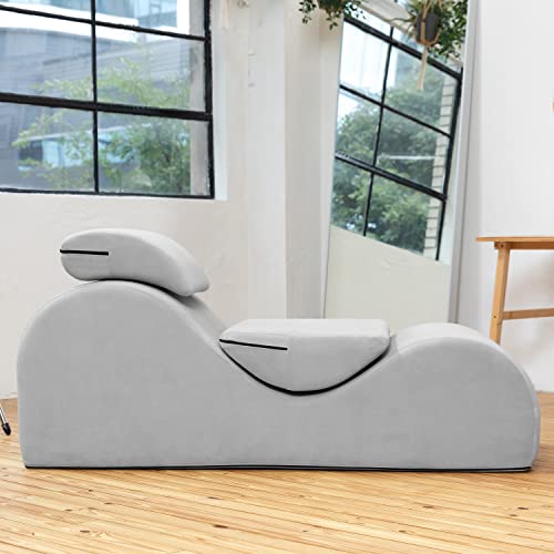 Image of Avana Luvu Lounger - Chaise Lounge Chair for Yoga, Exercise, Massage - High Density Foam - Made in The USA - Light Grey