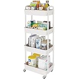 Laiensia 4-Tier Storage Cart,Multifunction Utility Rolling Cart Kitchen Storage Organizer,Mobile She