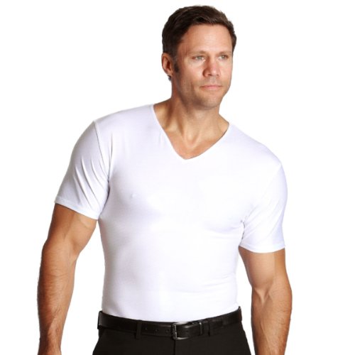 Insta Slim ISPRO Slimming V-Neck Short Sleeve Top Shapewear Compression Shirt for Men