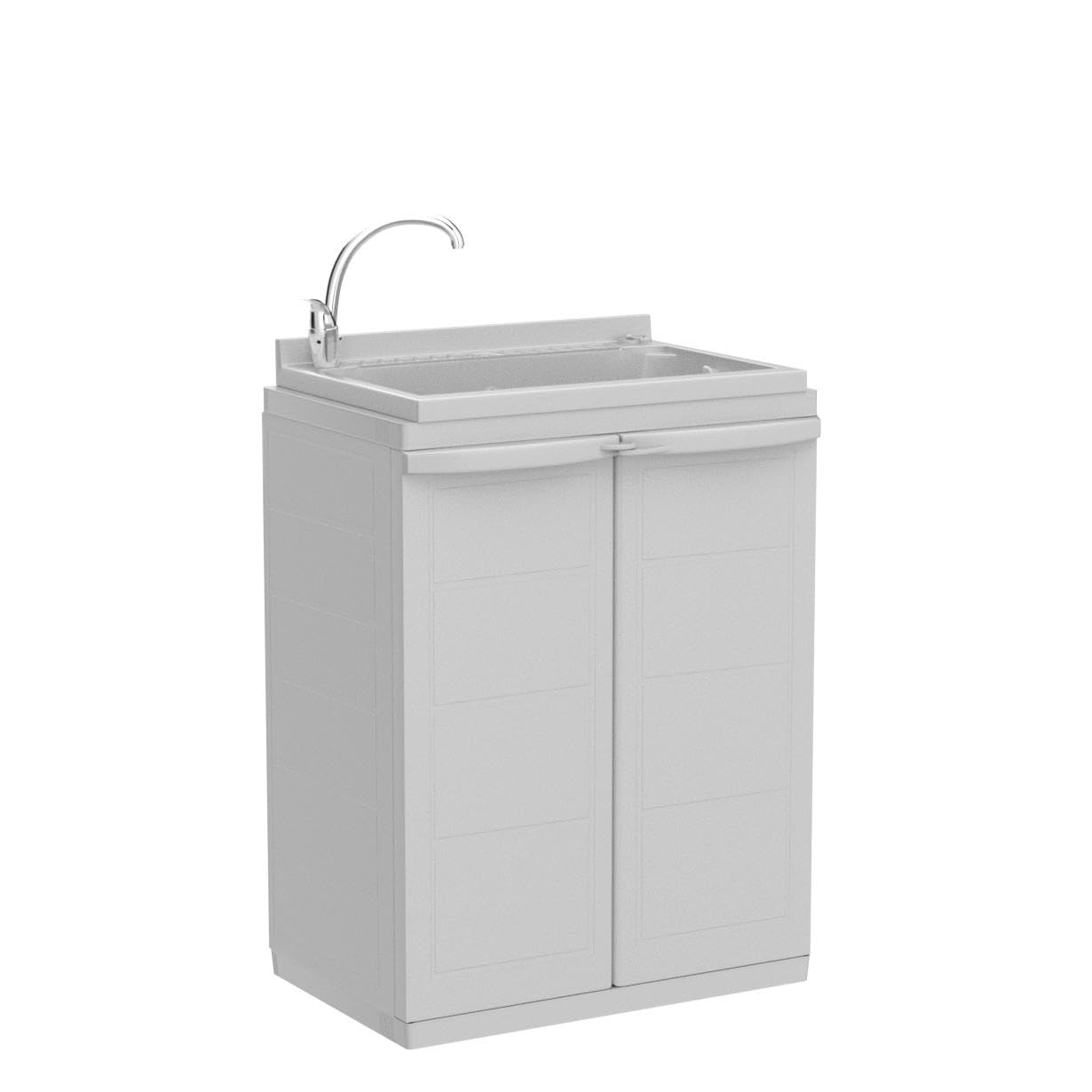 Mobile lavatoio salvaspazio 64x45, 2 Ante con ripiano interno, COMPLETO di tavoletta e kit scarico