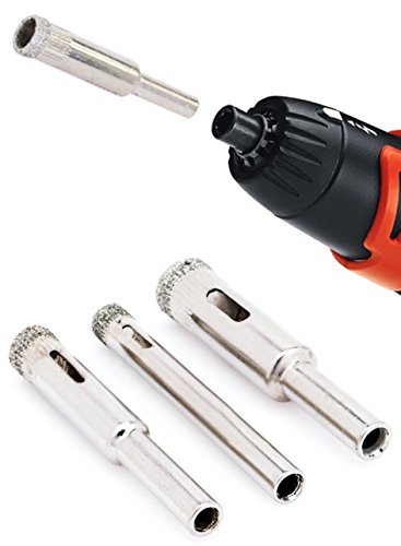 Bastex Diamond Grit Hole Saw Bit Drill Set (3pc). Includes 6mm, 8mm, 10mm