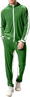 Men's 2 Pieces Velour Full Zip Tracksuits Velvet Jacket Pant Sports Suits | Golden Velvet,Halloween Coutume,Casual Outfits,70s/80s Party,Thickening Sport Suits,Fitness Tracksuit Sets,Loungewear