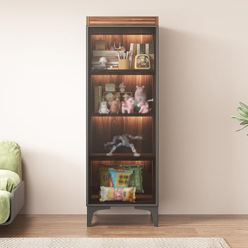 Natural solid wood curio cabinet,With LED atmosphere light,strong and sturdy,cabinet