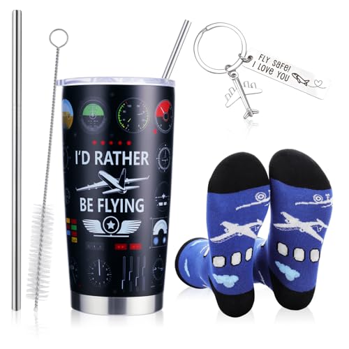 Ovveroche 20oz Pilot Tumbler Set with Keychain & Gift Box