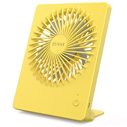 Zuvas Desk Fan Battery Operated Fan Rechargeable 180°Tilt Folding Personal Fan Ultra Quiet Small Portable Fan 3 Speed Adjustable Strong Wind Usb Fan For Office Bedroom Home Desktop Camping (Yellow) #TOP4
