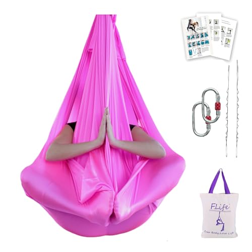 Image of F.Life Aerial Silk Yoga Hammock & Swing for yoga Inversion,Strength training,starter hardware kit