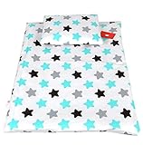 BABYLUX 2 tlg. Set Bezug für Kinderwagen Stubenwagen oder Wiege Garnitur Bettwäsche Kissen Decke 60 x 78 cm (98. Sterne)
