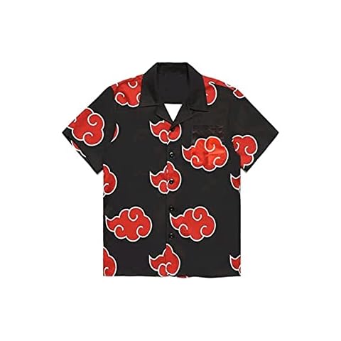 hahomin Akatsuki Shirt Anime Uchiha Itachi Short Sleeve T-Shirt Adult Hawaiian Beach Shirts Unisex Button Up Shirt Black,XL Cover