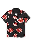 Akatsuki Camicia Anime Uchiha Itachi Manica Corta T-shirt Adulto Hawaiian Beach Shirt Unisex Button Up Shirt Nero