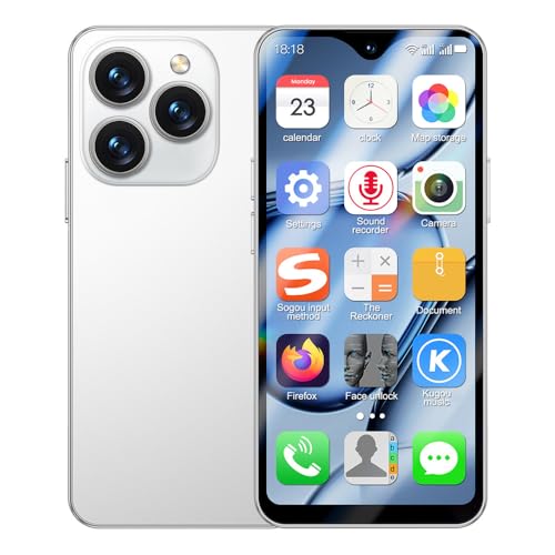 Mini 4G Smartphone Unlocked with 4.3 Inch Full Screen, Android Smart Phone Dual SIM Dual Camera 2750mAh Facial Recognition Bluetooth WiFi Student Pocket Cellphone (White)