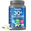 Orgain Organic 30g Vegan Plant Protein Powder, Vanilla, 9g EAAs + BCAAs, High Plant Protein, 4g Prebiotic + Fiber, 1g Sugar, Pre-Workout, Muscle Support + Recovery - 2.01lb (Packaging May Vary)