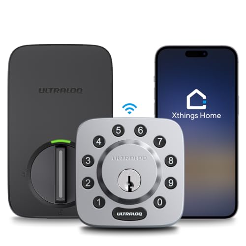 ULTRALOQ U-Bolt WiFi Smart Lock with Door Sensor, Smart Keypad Deadbolt Lock for Front Door, Built-in Wi-Fi, Remote Control, App Passcode Unlock, Auto