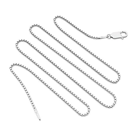 925 Sterling Silver .8MM Box Chain - Nickel Free Italian Necklace for Women Lobster Claw Clasp 20 Inch Cover