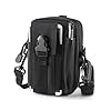 Diyxisk Sacoche Ceinture Homme, EDC Pochette Tactique, Multifonctionnel Sacoche Tactique, Pochette Molle Homme, avec Bandoulière, pour Le Camping, Randonnée, Le Vélo et L'alpinisme (Noir)