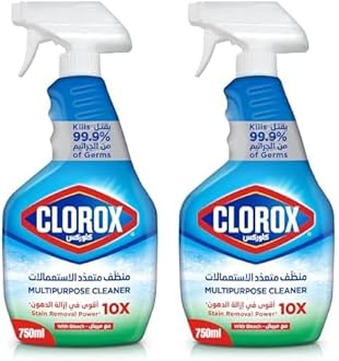 Clorox Multipurpose Spray Cleaner with Bleach, 750ml, Kills 99.9% Of Germs, Clorox Spray Cleaner with Bleach (Pack of 2)